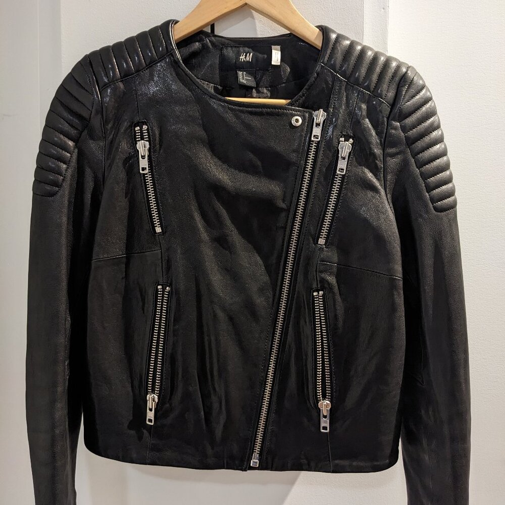 H&M real leather jacket